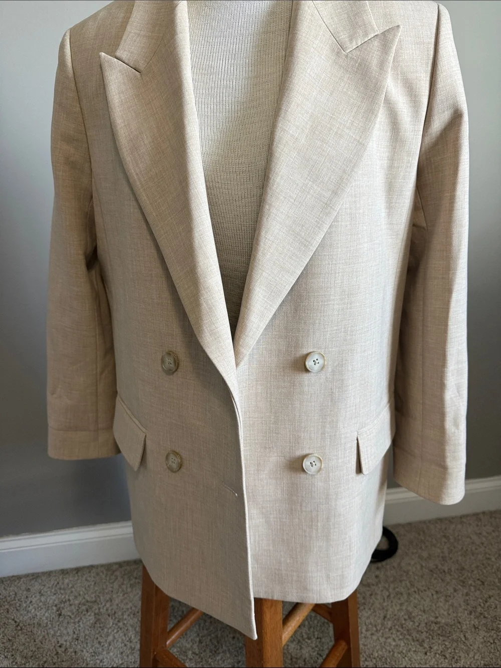 Wilfred Aritzia - Cherrelle Blazer - Heather Oat Beige - Size 6 - Good Condition